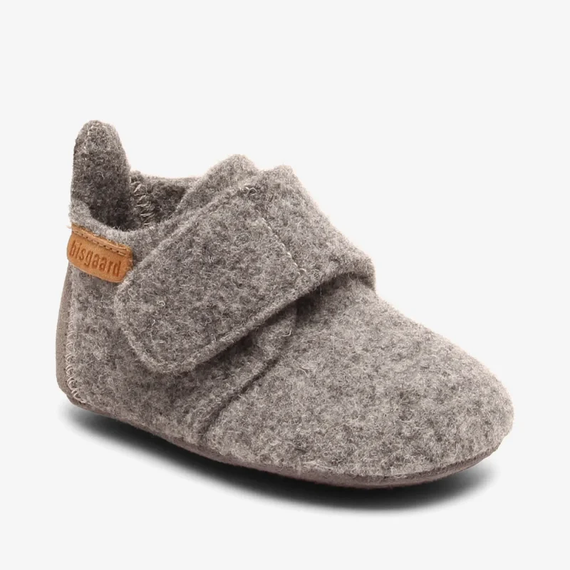 bisgaard baby grey wool shoes