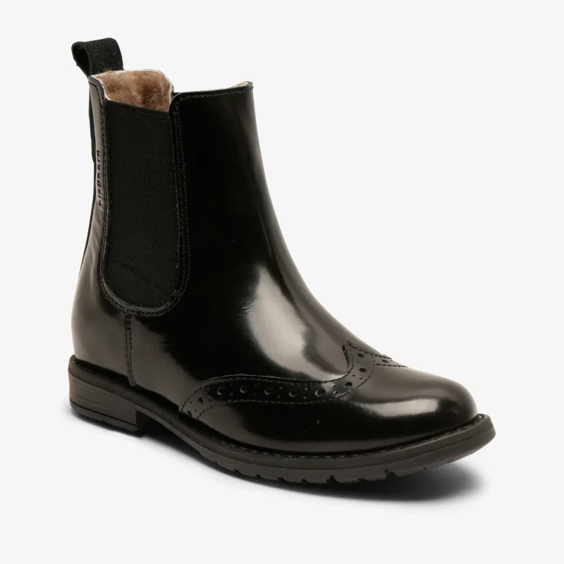 bisgaard lamb leather black polido shoes