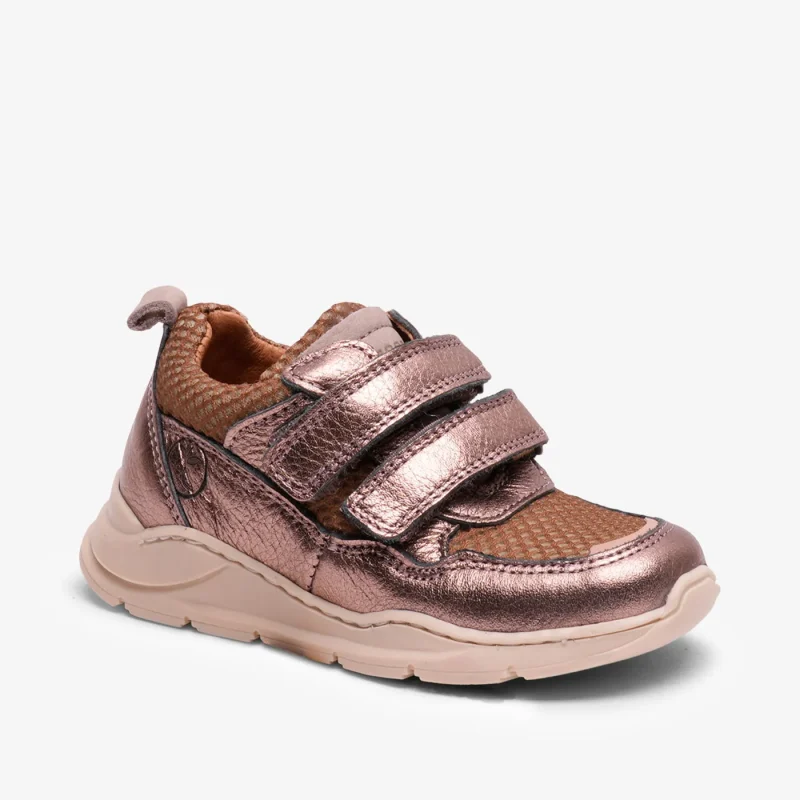 bisgaard rose gold metallic baby shoe