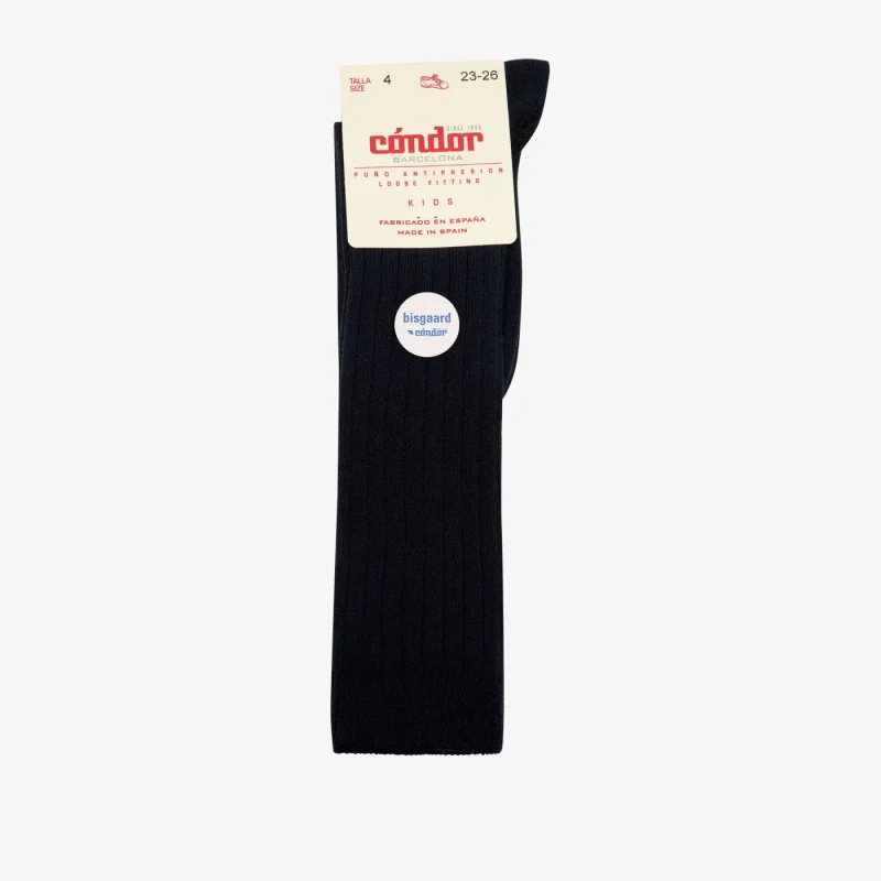 bisgaard x c ndor navy cotton rib knee high socks